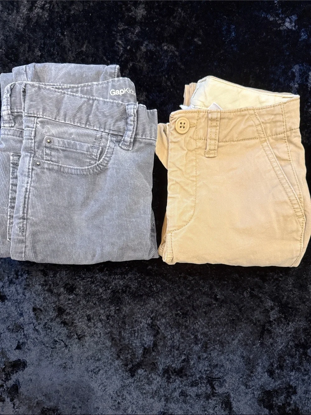 2 Pairs of Gap Pants. Kids Slim Fit Grey Corduroy and khaki Pants